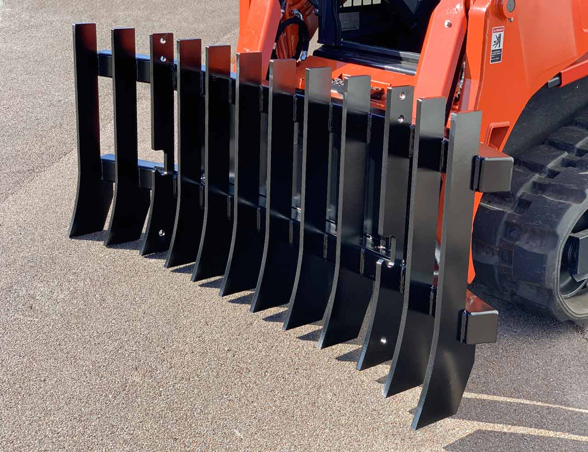 Heavy-Duty Push Stick Rake Skid Steer Attachment With Quick Attach (SAK60185)